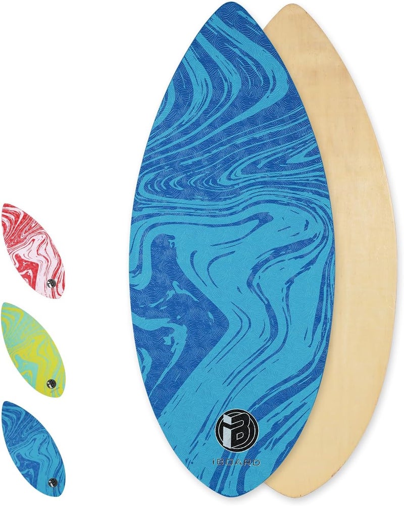 iBoard 41” Skipper Skimboard with High Gloss Coat Wooden Skim Boards for Beginners, Teenagers and Adults Beach Skimboard 3 Color Traction Pad to Choose - Image 1
